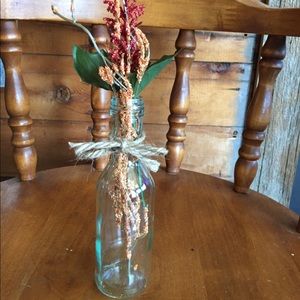 Handmade- Miniature Wine bottle vase with faux flowers